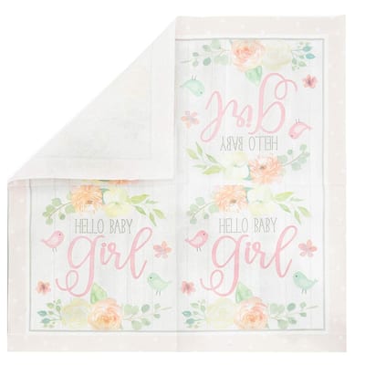 100 Pack Hello Baby Girl Party Paper Napkins 6.5" for Baby Shower Decorations