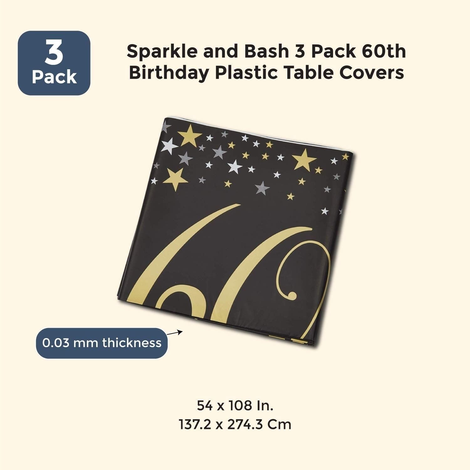 3 Pack 60th Birthday Party Tablecloth Table Cover Party Supplies Favors Decorations For Men Women 54 X 108 Overstock