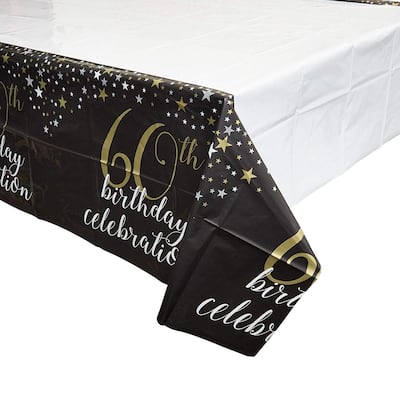 3 Pack 60th Birthday Party Tablecloth Table Cover, Party Supplies Favors Decorations for Men Women, 54 x 108"