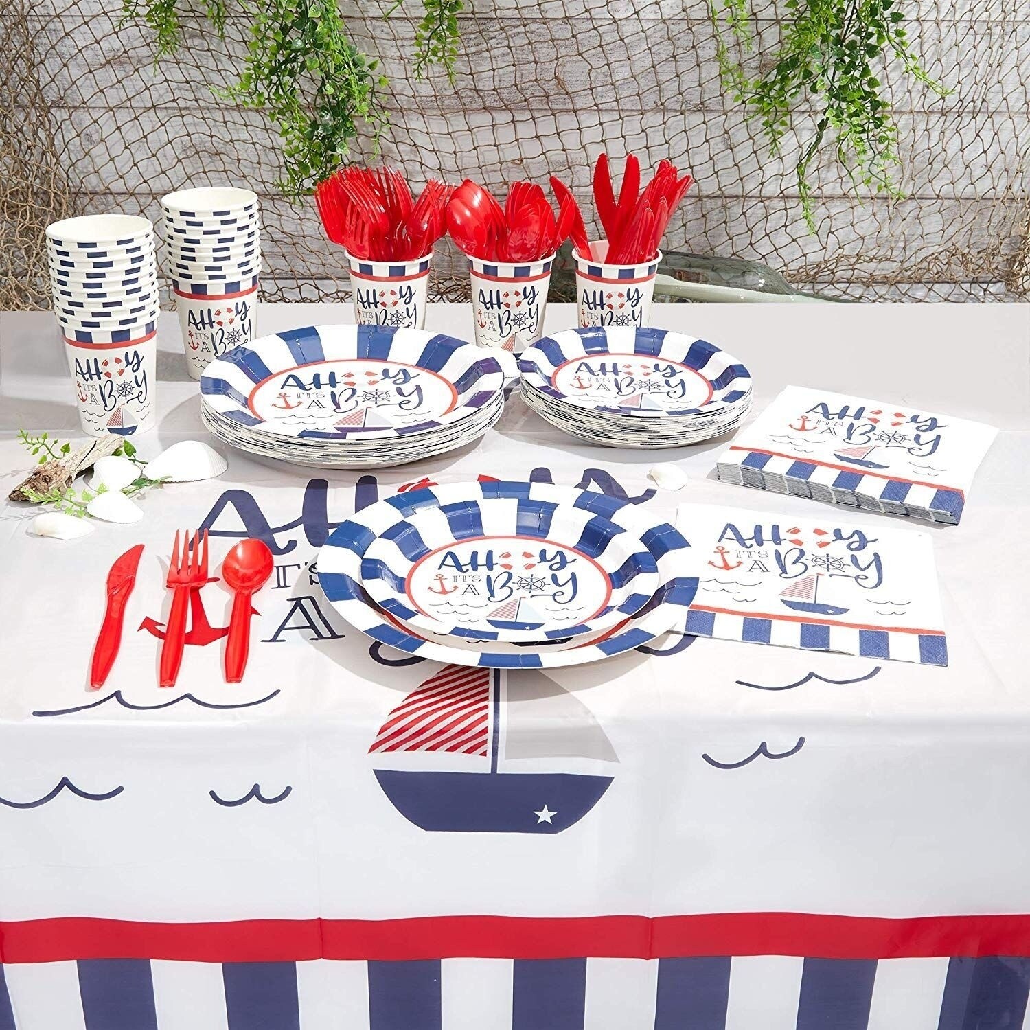 Pack Ahoy It's a Boy Baby Shower Party Tablecloth Table Cover