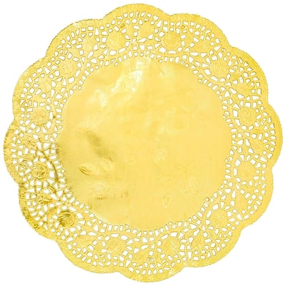 100pcs Gold Round 10" Paper Doilies Lace for Art Craft Wedding Party Table Decor