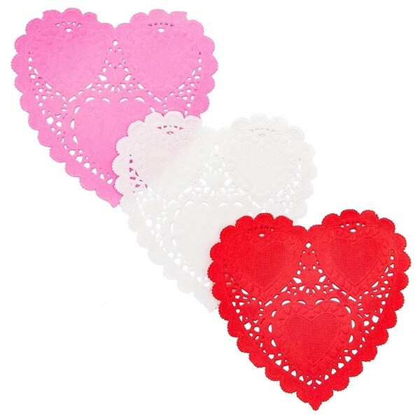11pcs Mini Heart 11 Color 11" Paper Doilies Lace for Valentinews Day Party  Decor - Multicolor