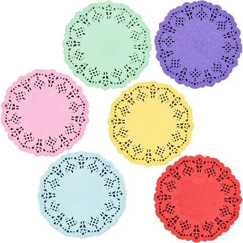 600pcs Mini 6 Colors Round 4.5" Paper Doilies for Art Craft Teen Party Decor - Multicolor
