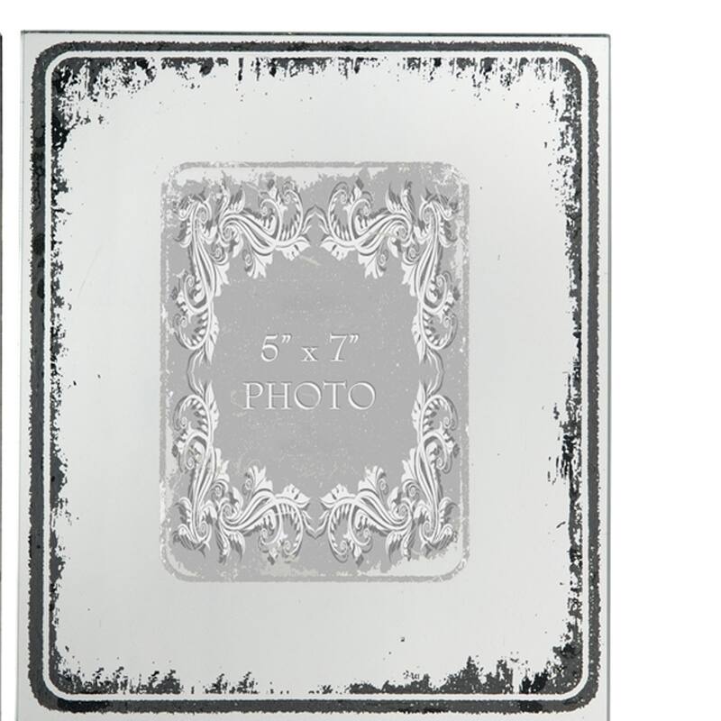 Modern Etched Wooden Photo Frames, Large, Set of 4, Silver