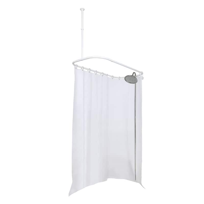 Utopia Alley Hoop Shower Rod for Clawfoot Tub, White