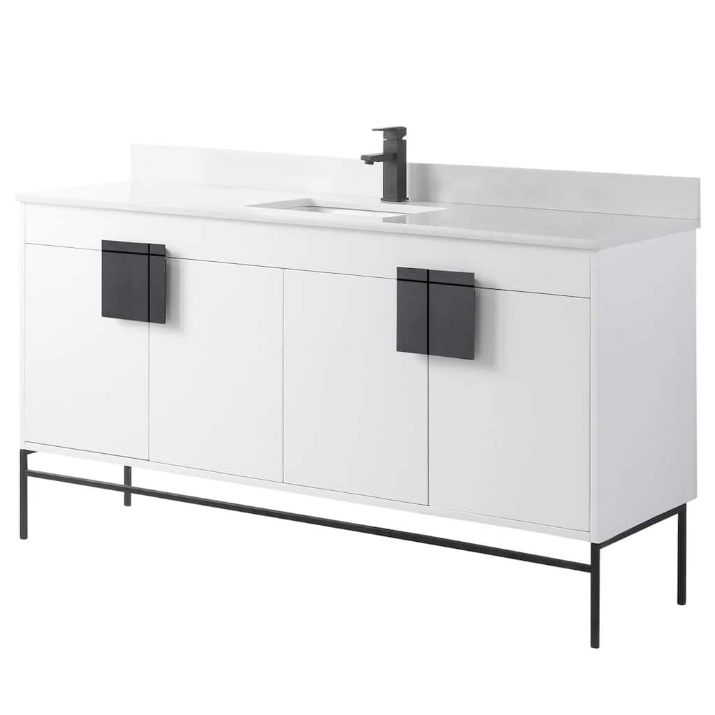 Modern Bathroom Vanity Set, Phoenix stone counter Top 60"