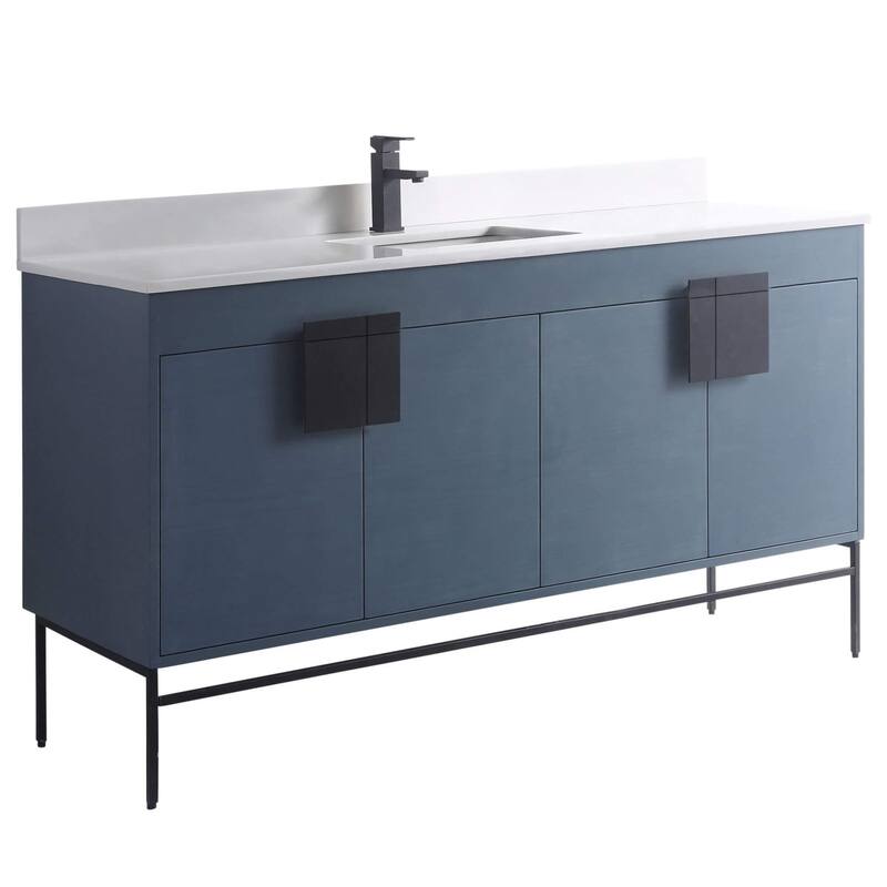 Modern Bathroom Vanity Set, Phoenix stone counter Top 60"