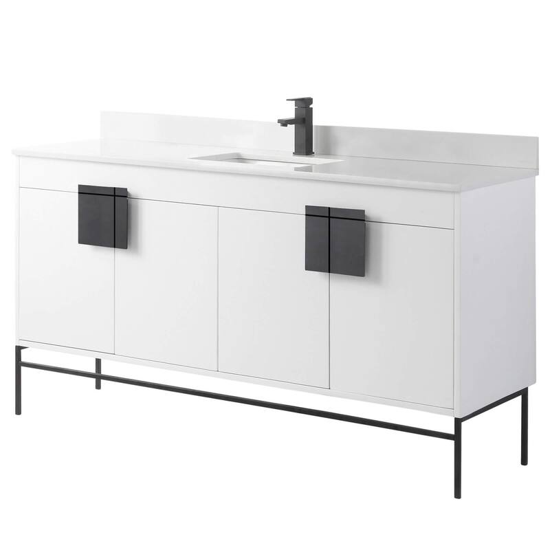 Modern Bathroom Vanity Set, Phoenix stone counter Top 60"