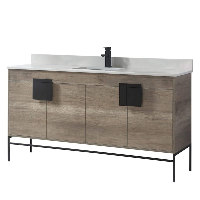 Modern Bathroom Vanity Set, Phoenix stone counter Top 60"