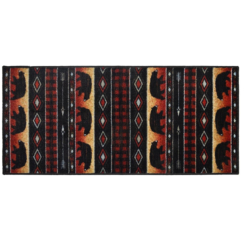 Cozy Cabin Bear Spear Accent Rug - 24"x60" - Multi