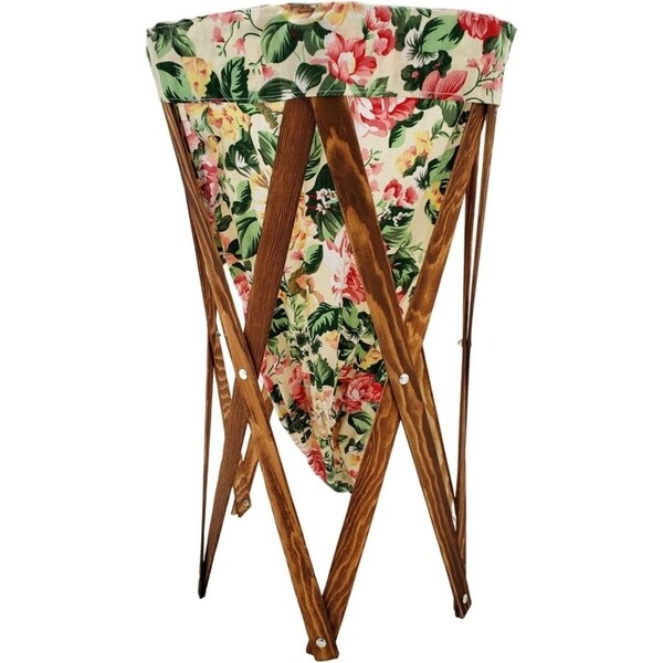 Folding Collapsible Laundry Hamper with Wood Frame & Liner for Clothes Nursery Laundry Room Closet Space-Saving. Opens flyout.