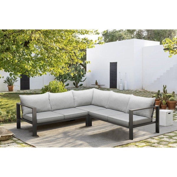 Shop Solana Outdoor Sectional in Cosmos Finish with Grey Cushions ...