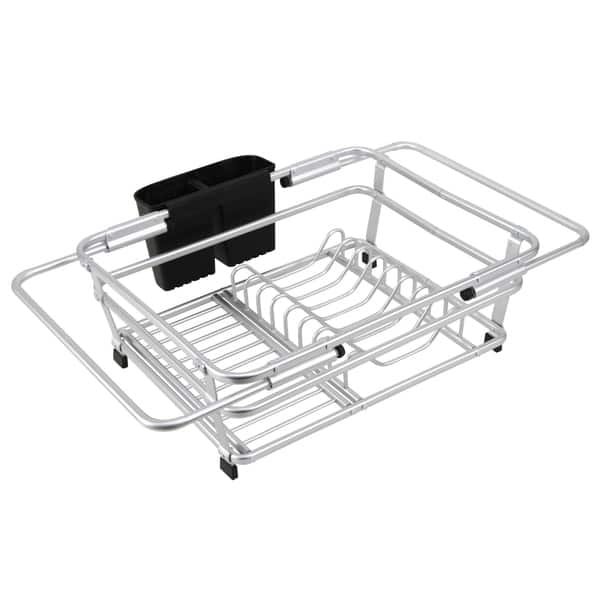 CozyBlock Expandable Aluminum Dish Drying Rack with Utensil Holder- Rust  Proof Kitchen Dish Rack (As Is Item) - Bed Bath & Beyond - 34384413
