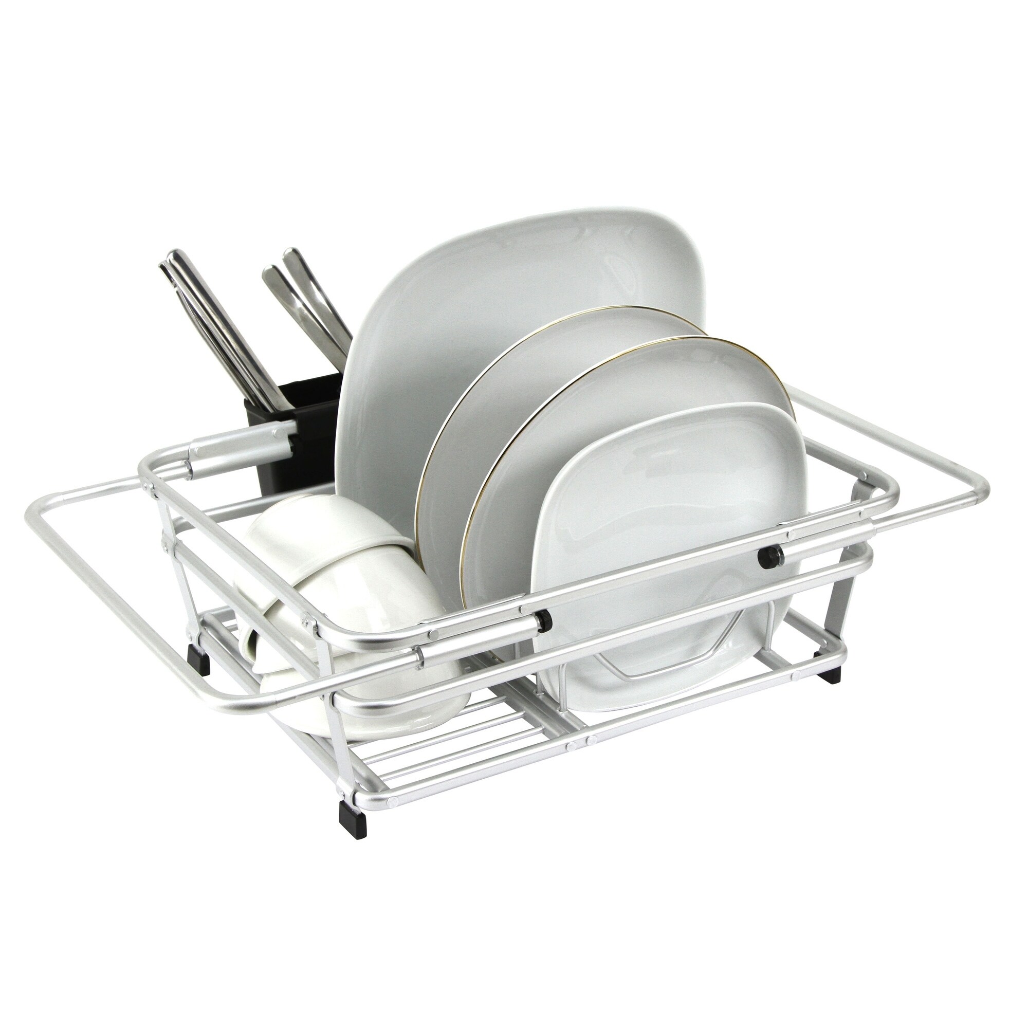 CozyBlock Expandable Aluminum Dish Drying Rack with Utensil Holder- Rust  Proof Kitchen Dish Rack (As Is Item) - Bed Bath & Beyond - 34384413