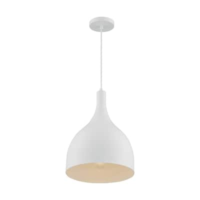 Bellcap 1-Light Large Pendant Fixture - Matte White Finish - Matte White - Matte White