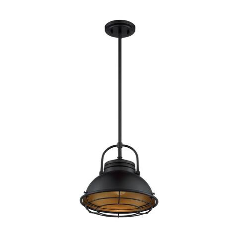 Upton 1-Light Large Pendant Fixture - Dark Bronze Finish with Gold Accents - Dark Bronze / Gold - Dark Bronze / Gold