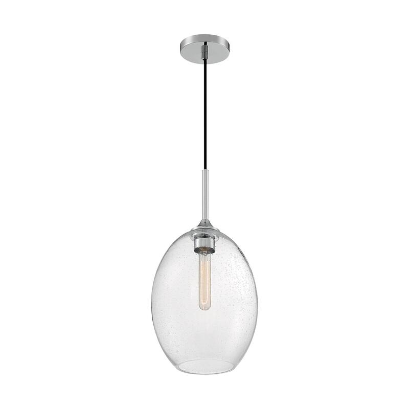 Aria 1-Light Medium Pendant Fixture - Polished Nickel Finish with Clear Seeded Glass - Polished Nickel - Polished Nickel