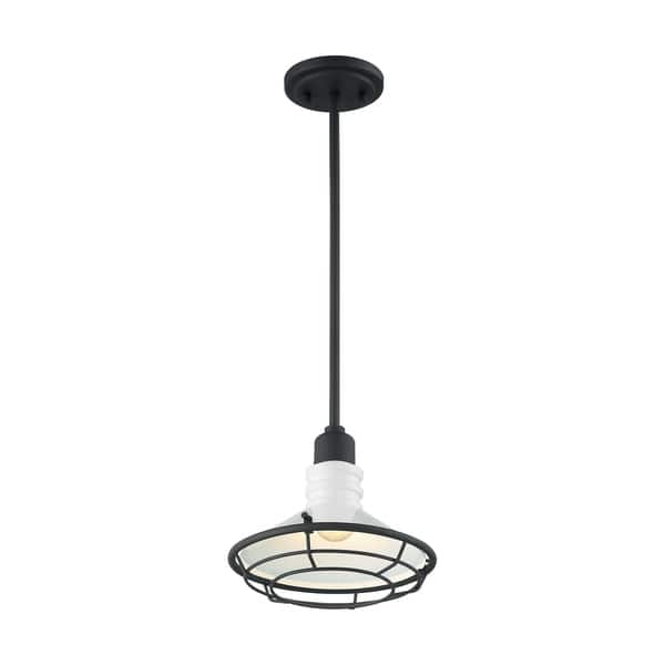 Blue Harbor 1 Light Small Pendant Fixture Gloss White Finish With Textured Black Accents Gloss White Black Accents Overstock 31076066