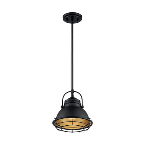 Upton 1-Light Small Pendant Fixture - Dark Bronze Finish with Gold Accents - Dark Bronze / Gold - Dark Bronze / Gold