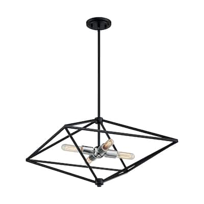 Legend 4-Light Large Pendant Fixture - Black and Polished Nickel Finish - Black / Polished Nickel - Black / Polished Nickel