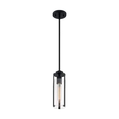 Marina 1-Light Mini Pendant Fixture - Matte Black Finish with Clear Glass - Matte Black - Matte Black