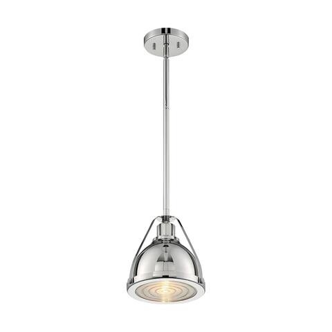 Barbett 1-Light Small Pendant Fixture - Polished Nickel Finish with Fresnel Glass - Polished Nickel - Polished Nickel