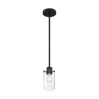 Sommerset 1-Light Mini Pendant Fixture - Matte Black Finish with Clear Glass - Matte Black - Matte Black