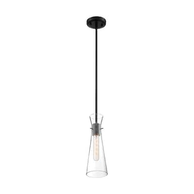 Bahari 1-Light Mini Pendant Fixture - Black Finish with Clear Glass