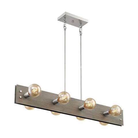 Nova Lighting Eight Light Island Pendant Stella Driftwood / Brushed Ni - exact size