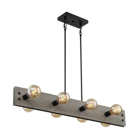Nova Lighting Eight Light Island Pendant Stella Driftwood / Black Acce - exact size