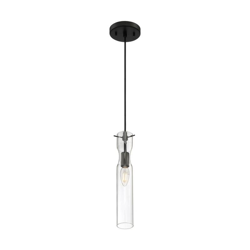 Spyglass 1-Light Mini Pendant Fixture - Black Finish with Clear Glass