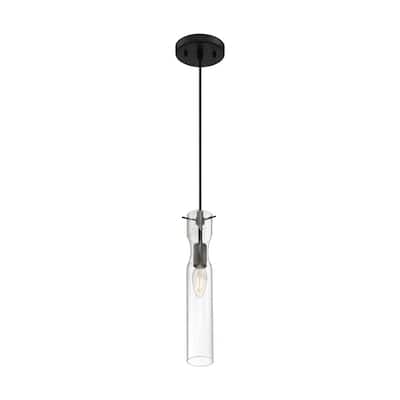 Spyglass 1-Light Mini Pendant Fixture - Black Finish with Clear Glass