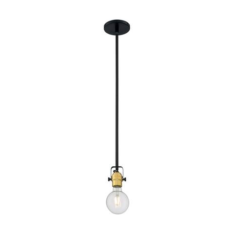 Mantra 1-Light Mini Pendant Fixture - Black Finish with Brushed Brass Sockets - Black / Brushed Brass - Black / Brushed Brass