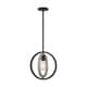 preview thumbnail 2 of 1, Augusta 1-Light Mini Pendant Fixture - Black with Gray Wood Finish - Black / Wood - Black / Wood