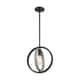 preview thumbnail 1 of 1, Augusta 1-Light Mini Pendant Fixture - Black with Gray Wood Finish - Black / Wood - Black / Wood