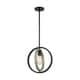 preview thumbnail 3 of 1, Augusta 1-Light Mini Pendant Fixture - Black with Gray Wood Finish - Black / Wood - Black / Wood