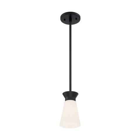 Caleta 1-Light Mini Pendant Fixture - Black Finish with Frosted Cylindrical Glass