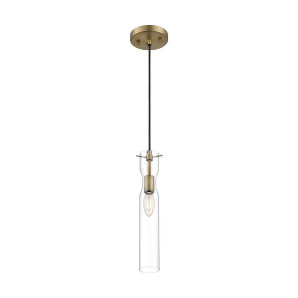slide 2 of 4, Spyglass 1-Light Mini Pendant Fixture - Vintage Brass Finish with Clear Glass - Vintage Brass - Vintage Brass