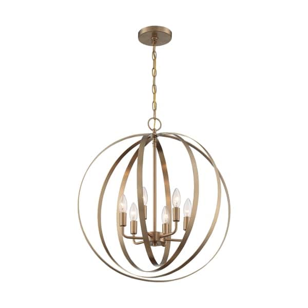 slide 2 of 3, Pendleton 6-Light Pendant Fixture - Burnished Brass Finish - Burnished Brass - Burnished Brass