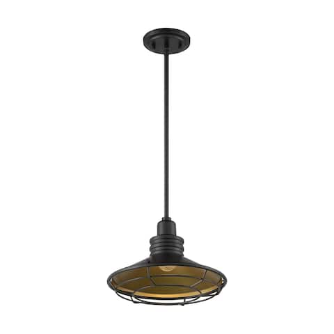 Blue Harbor 1-Light Large Pendant Fixture - Dark Bronze Finish with Gold Accents - Dark Bronze / Gold - Dark Bronze / Gold