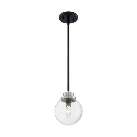 Nova Lighting One Light Pendant Axis Matte Black / Brushed Nickel Acce - Exact Size