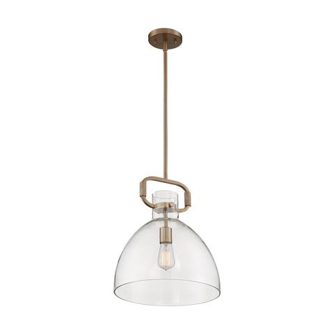 Teresa 1-Light Bell Pendant Fixture - Burnished Brass Finish with Clear Glass - Burnished Brass - Burnished Brass