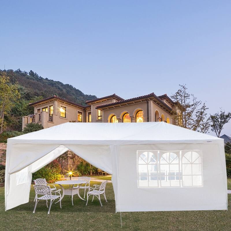 Outdoors Waterproof Tent with Spiral Tubes White 2 Styles -  3 x 6m-6Sides 