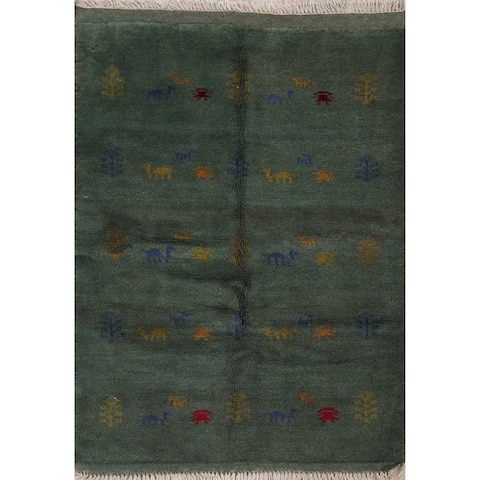 Animals Tribal Gabbeh Shiraz Persian Area Rug Hand-Knotted Carpet - 3'5" x 5'2"