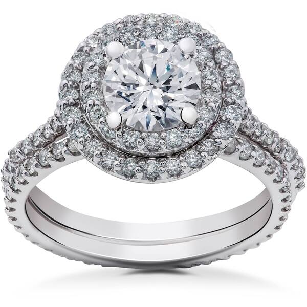 1 1/2 ct Halo Lab Created Diamond Engagement Ring