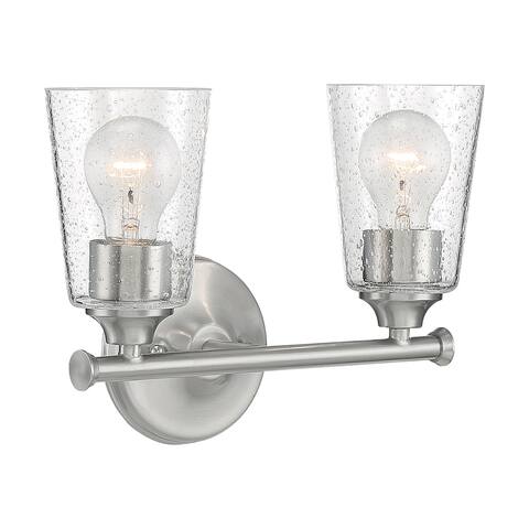 Bransel 2-Light Vanity with Seeded Glass Brushed Nickel Finish