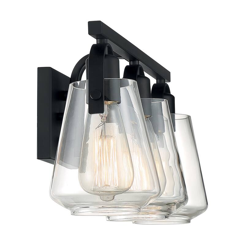 Skybridge 3-Light Vanity with Clear Glass Matte Black Finish