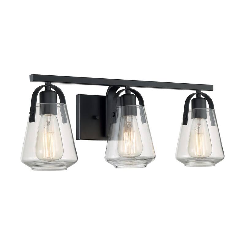 Skybridge 3-Light Vanity with Clear Glass Matte Black Finish