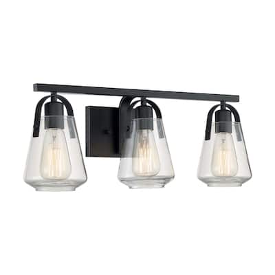 Skybridge 3-Light Vanity with Clear Glass Matte Black Finish