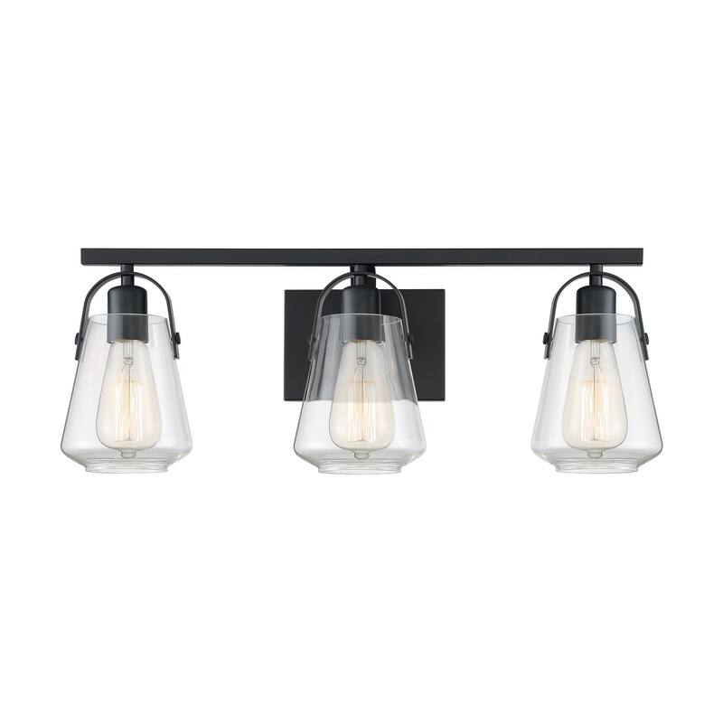 Skybridge 3-Light Vanity with Clear Glass Matte Black Finish